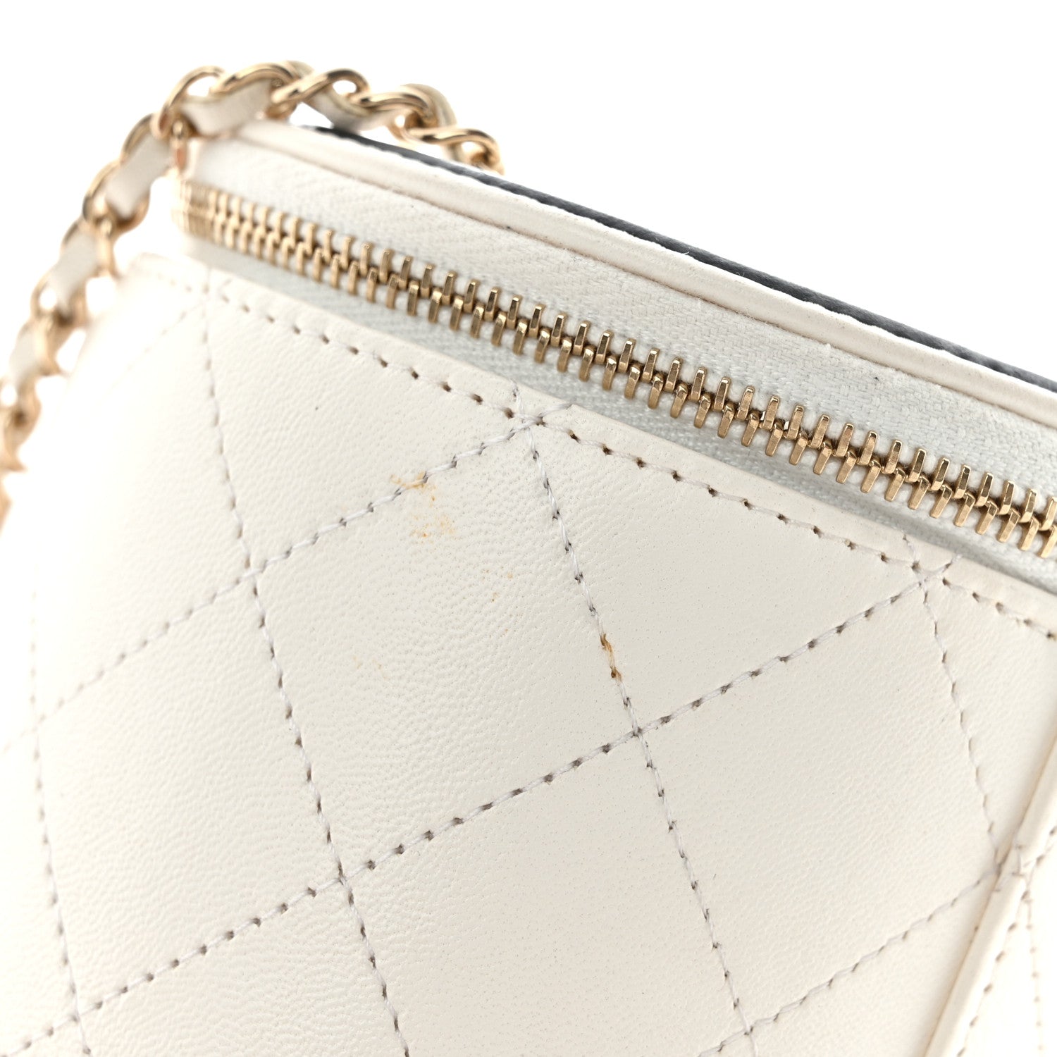 Chanel Lambskin Quilted Round Small Vanity Case With Chain White Black 12 of 15