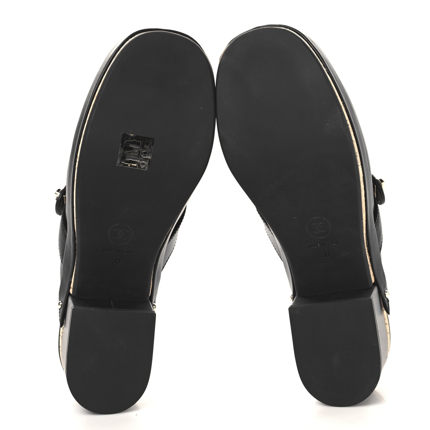 Calfskin CC Turn Lock Clogs 38 Black