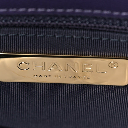 Chanel Goatskin Quilted Large Chanel 19 Flap Navy Blue 6 of 9