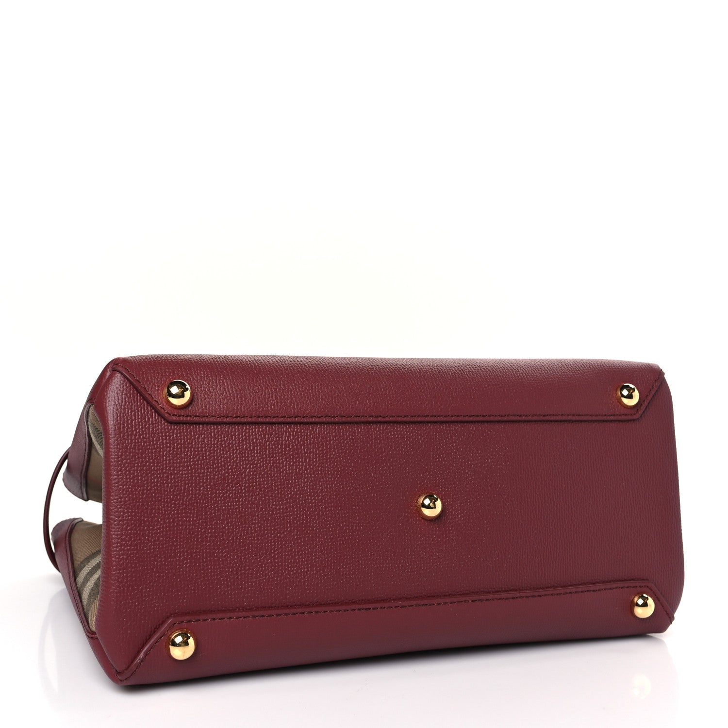 Burberry Grainy Calfskin House Check Small Banner Tote Mahogany Red 4 of 8