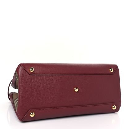 Burberry Grainy Calfskin House Check Small Banner Tote Mahogany Red 4 of 8