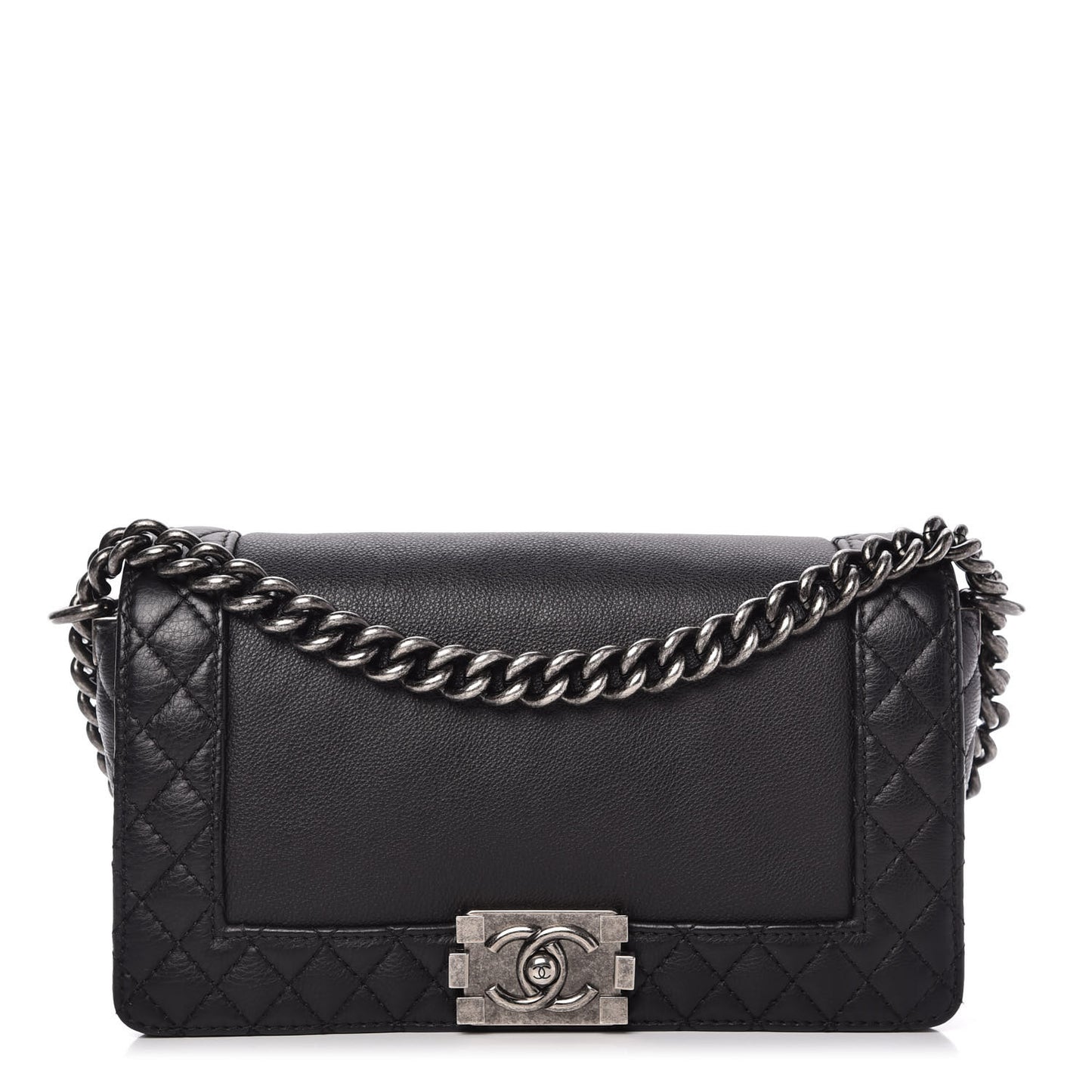 Calfskin Medium Boy Reverso Flap Black
