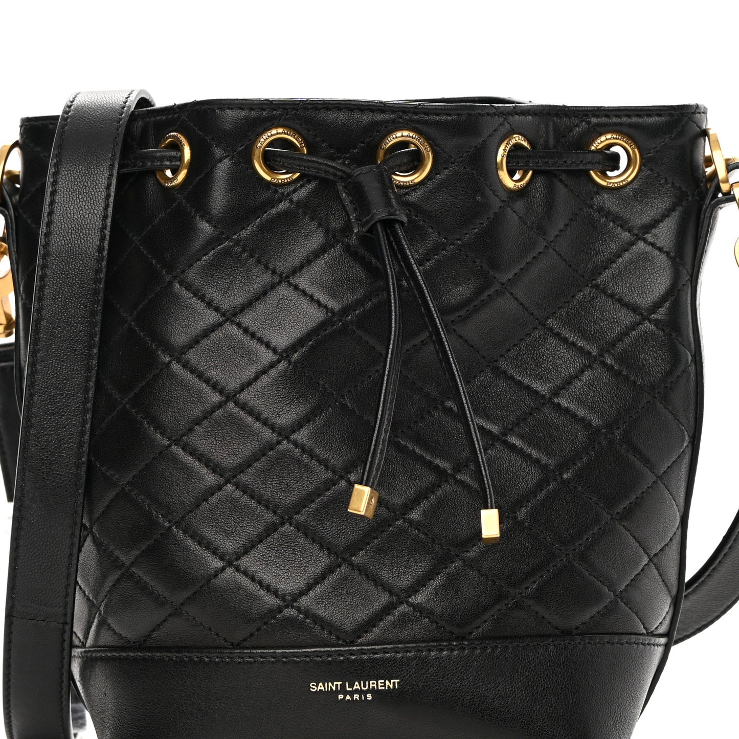 Lambskin Quilted Small Emmanuelle Bucket Bag Black