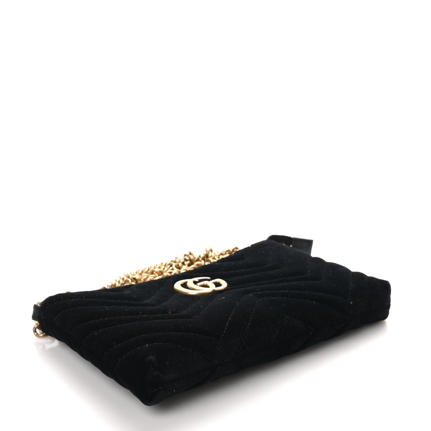 Velvet Matelasse Mini GG Marmont Chain Bag Black