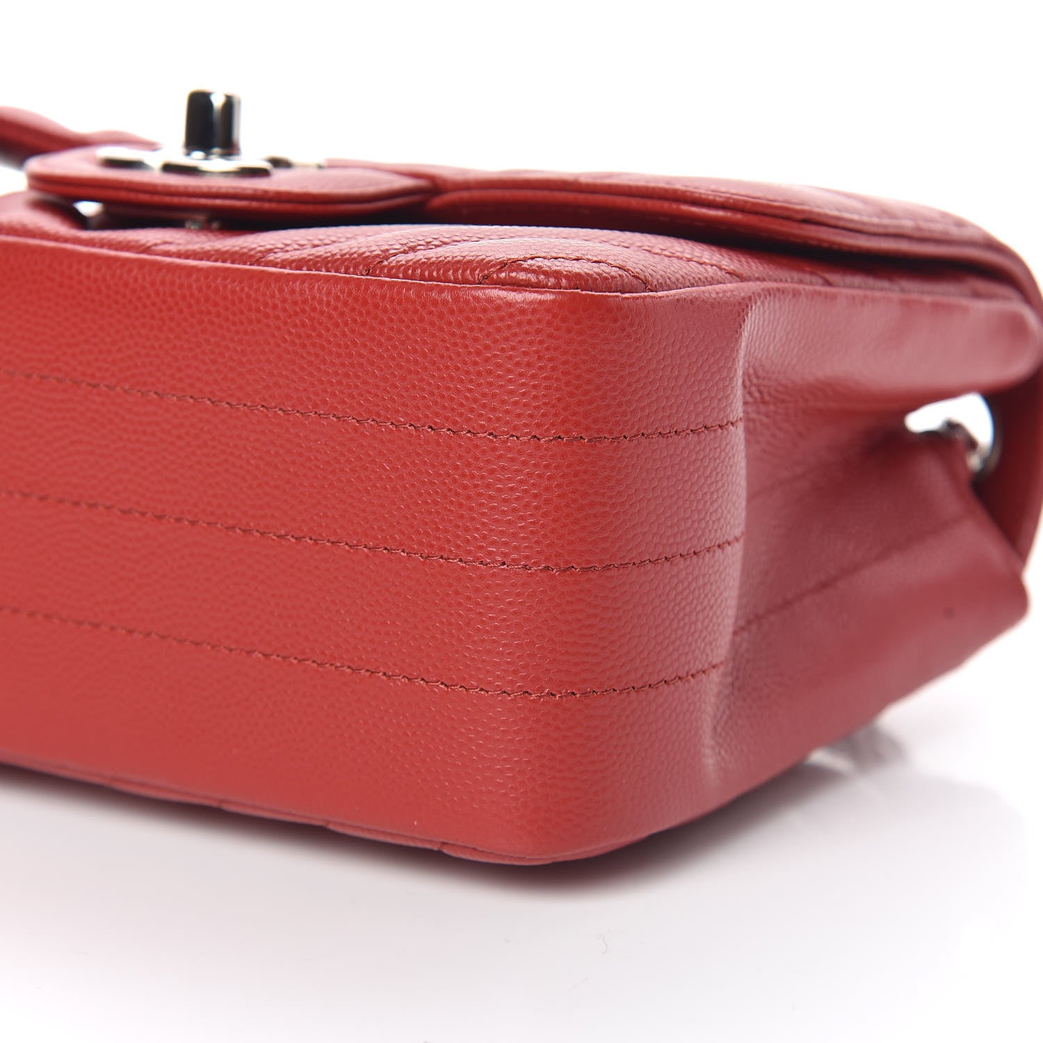 Chanel Caviar Chevron Quilted Mini Square Flap Dark Red 9 of 11
