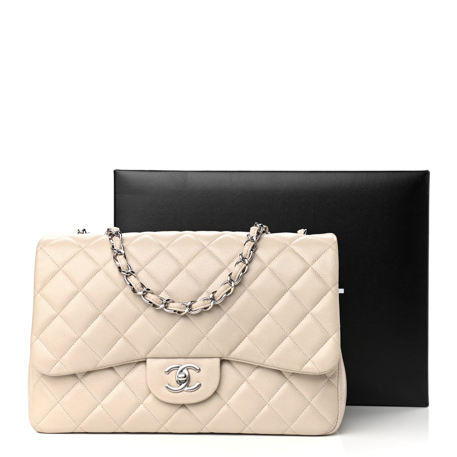 Chanel Caviar Quilted Jumbo Single Flap Ecru 11 of 11