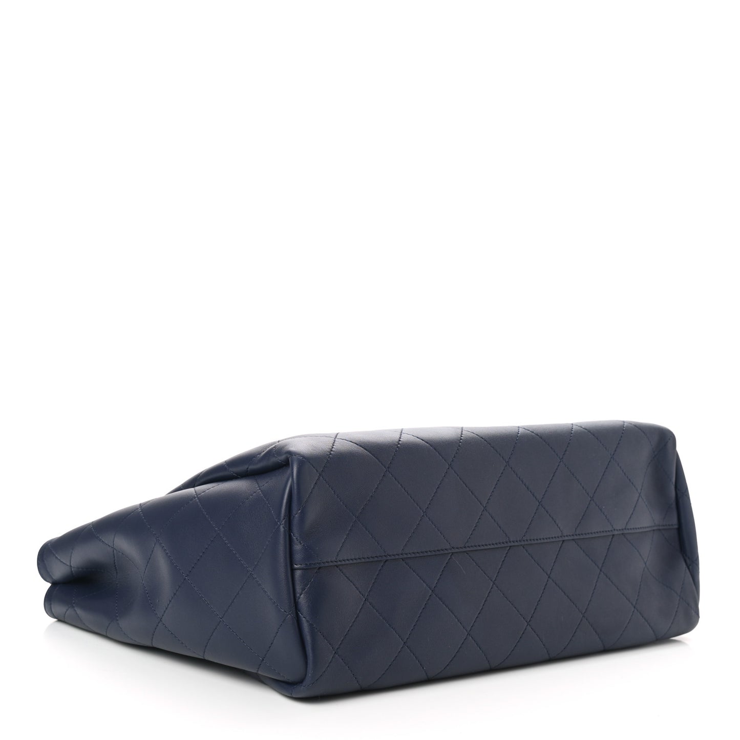 Calfskin Stitched Large Shopping Tote Dark Navy