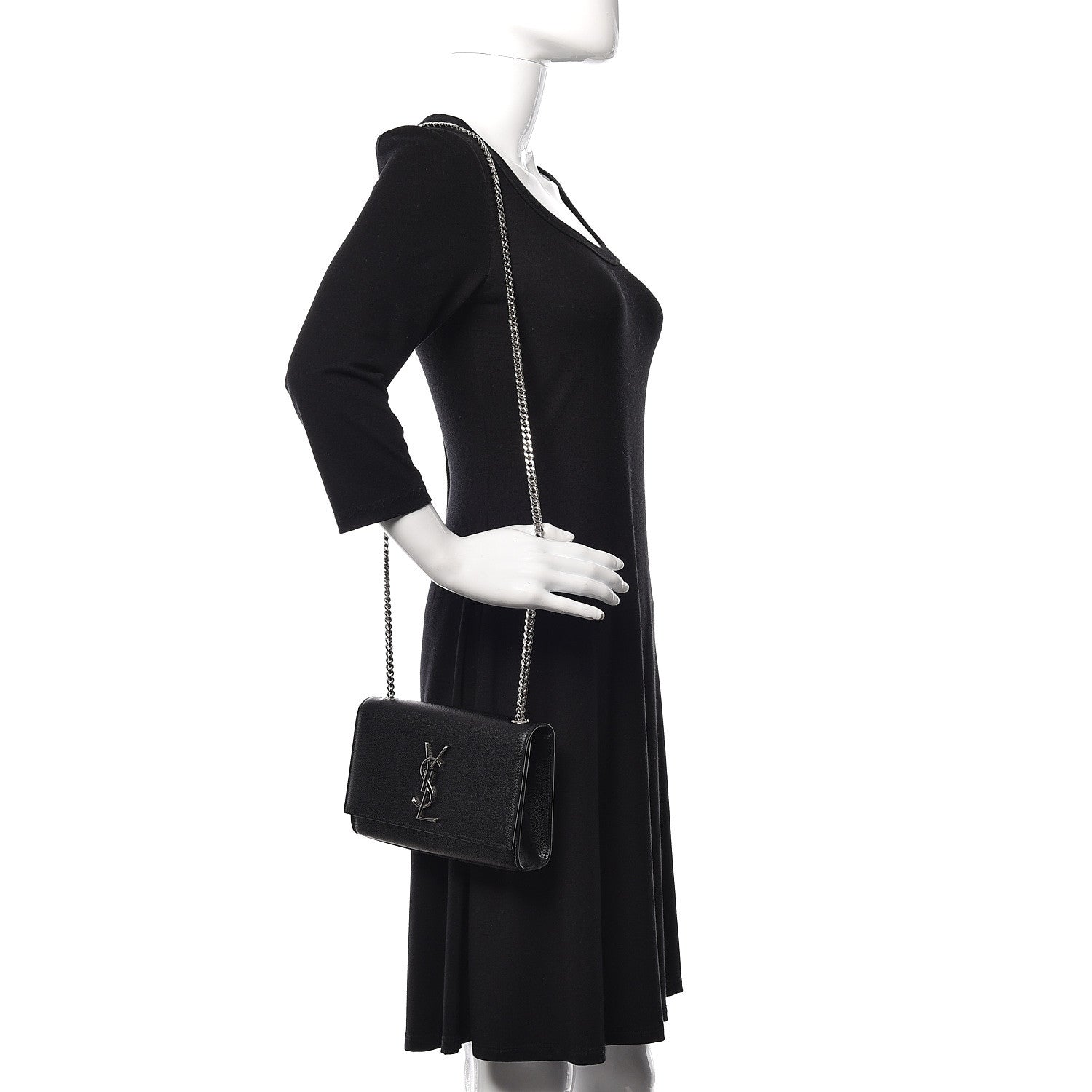 Saint Laurent Grain De Poudre Small Monogram Kate Satchel Black 2 of 10