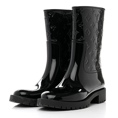 Louis Vuitton Rubber Embossed Monogram Splash Rain Short Boots 39 Black 3 of 7