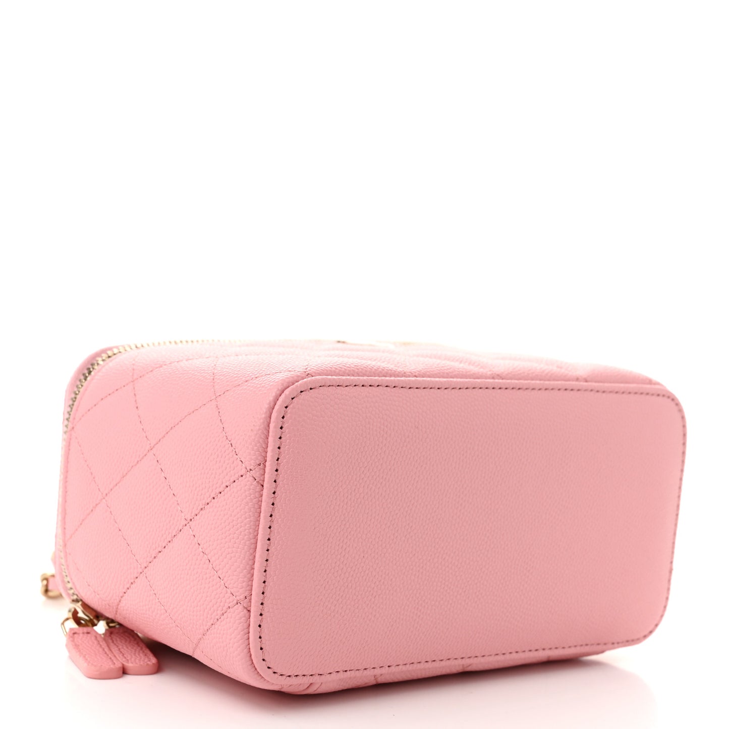 Caviar Quilted Small Vanity Case With Chain Pink