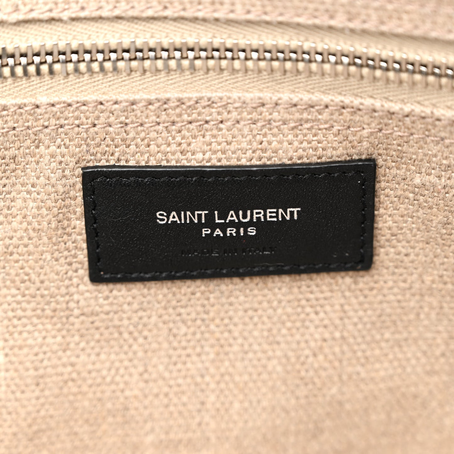 Linen Calfskin Small Rive Gauche Tote Greggio Natural