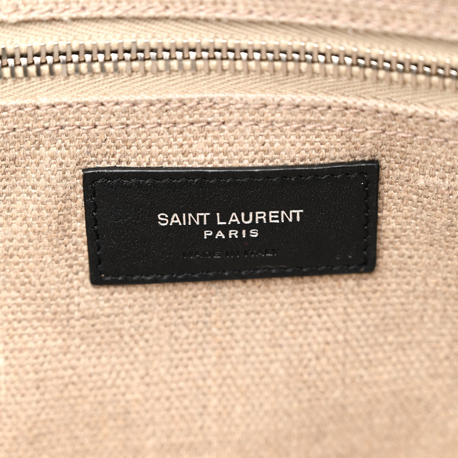 Saint Laurent Linen Calfskin Small Rive Gauche Tote Greggio Natural 6 of 10