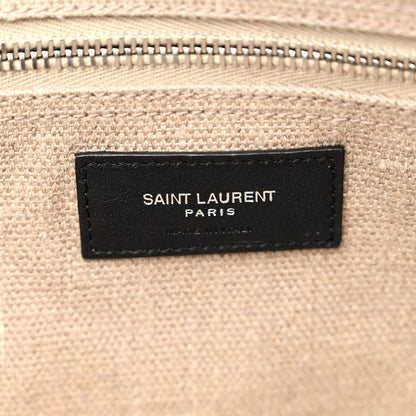 Saint Laurent Linen Calfskin Small Rive Gauche Tote Greggio Natural 6 of 10