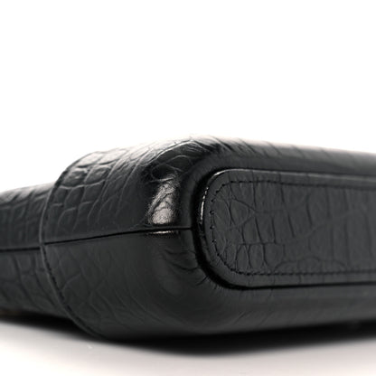 Chanel Calfskin Crocodile Embossed Small Gabrielle Clutch With Chain Black 10 of 11
