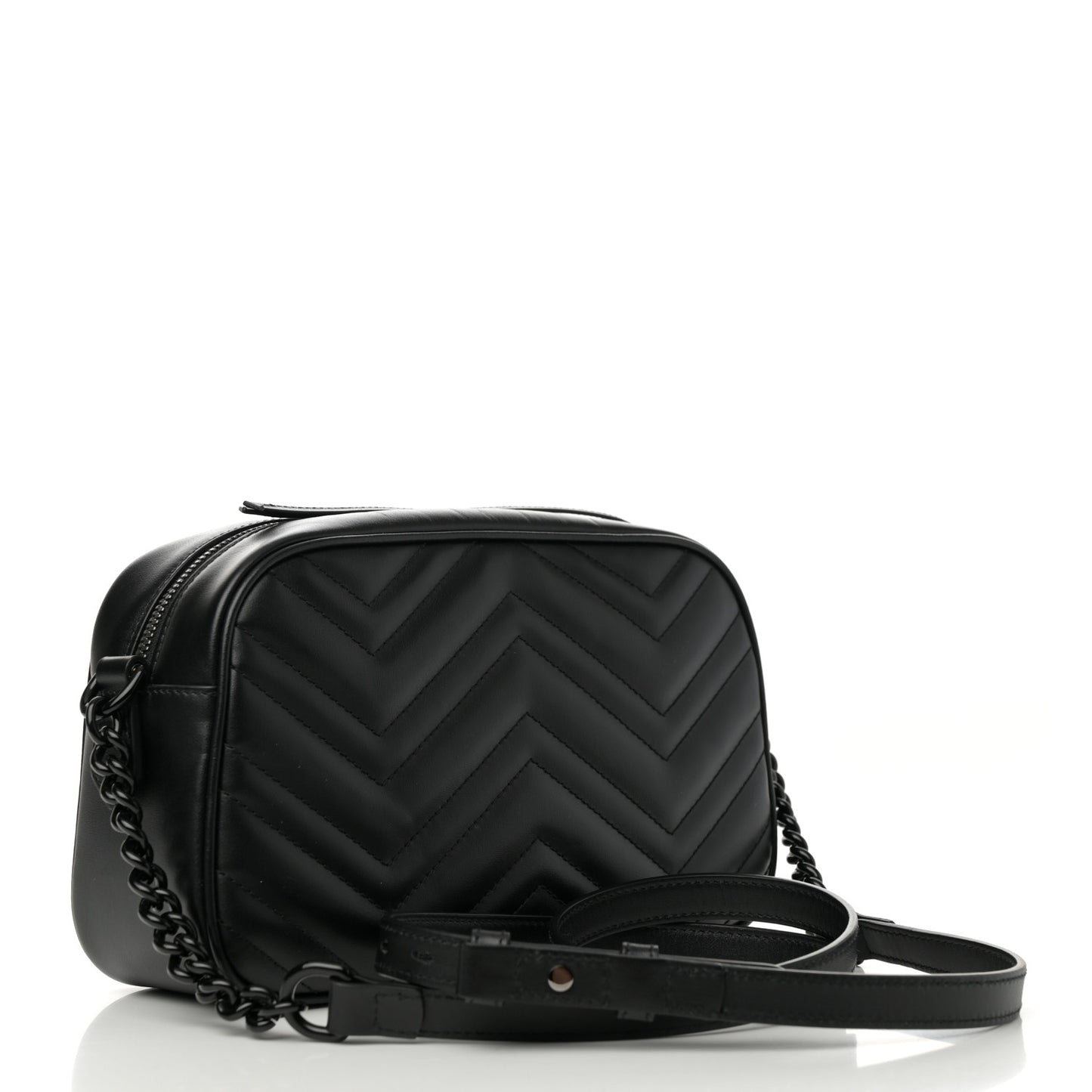 Calfskin Matelasse Monochrome Small GG Marmont Chain Shoulder Bag Black