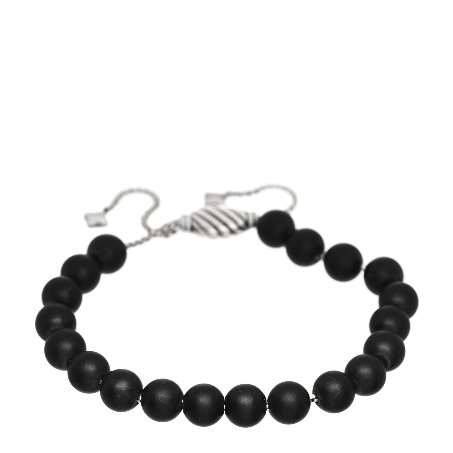Sterling Silver Black Onyx 8mm Spiritual Beads Adjustable Bracelet