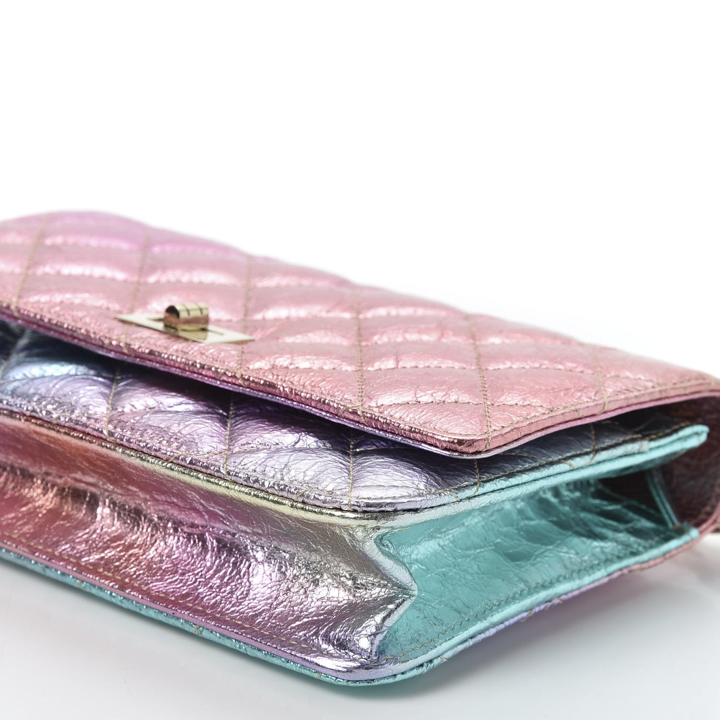 Metallic Goatskin Quilted 2.55 Reissue Wallet on Chain WOC Multicolor