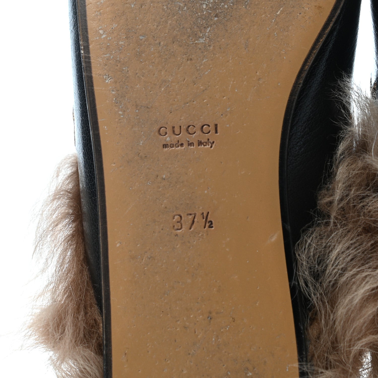 Gucci Goatskin Fur Bee Star Embroidered Womens Princetown Slippers 37.5 Black 6 of 9