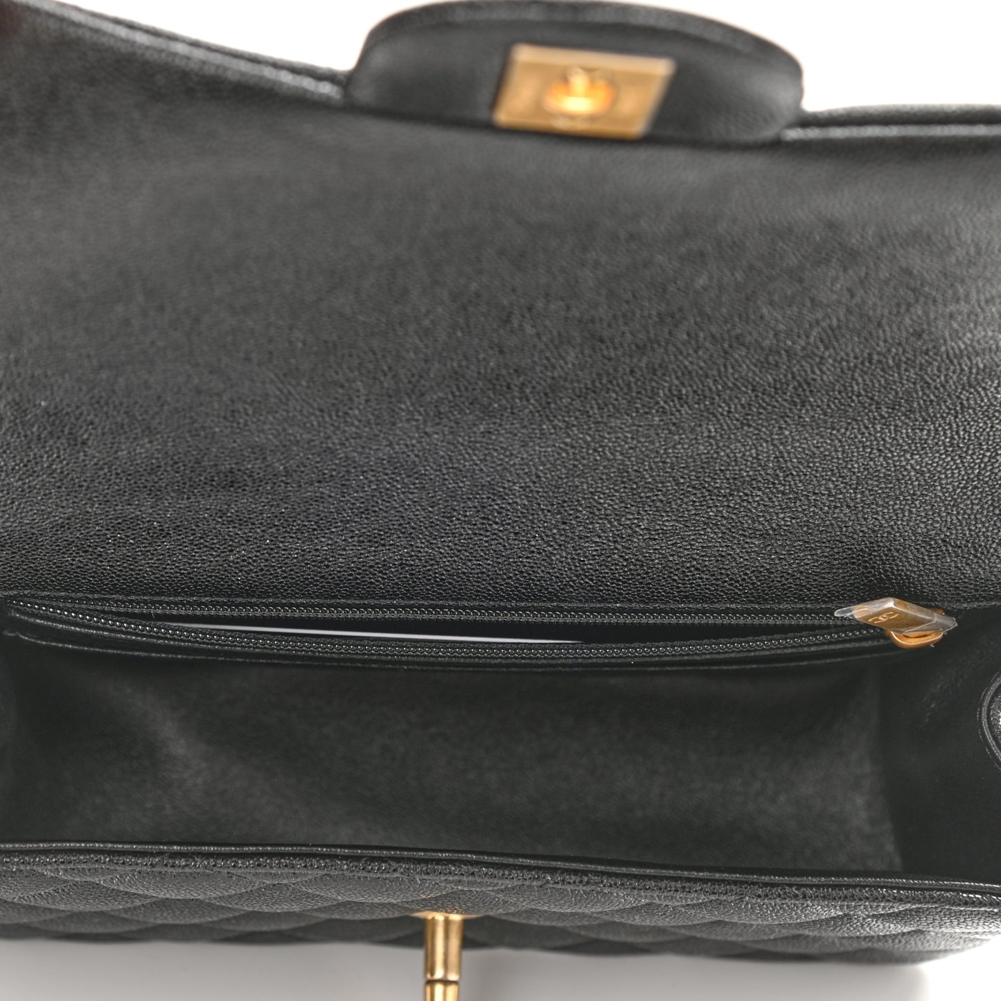 Caviar Quilted Mini Top Handle Rectangular Flap Black