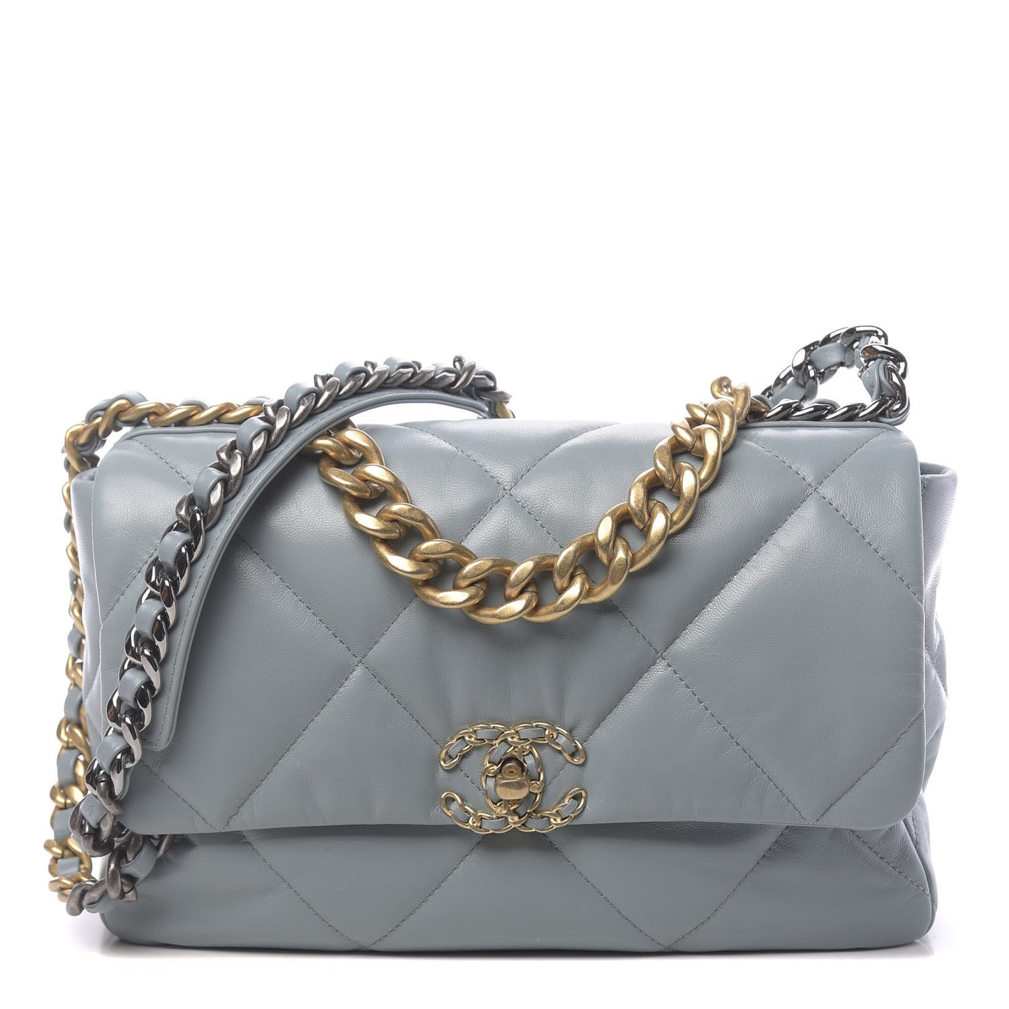 Goatskin Quilted Large 19 Flap Blue