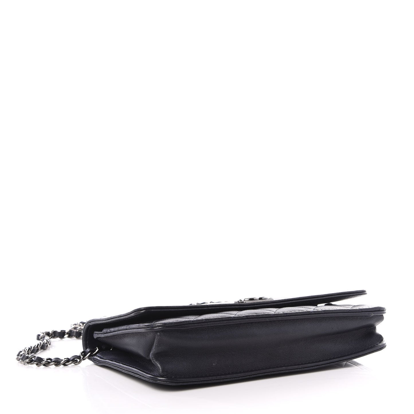 Lambskin Quilted Boy Wallet On Chain WOC Navy Blue