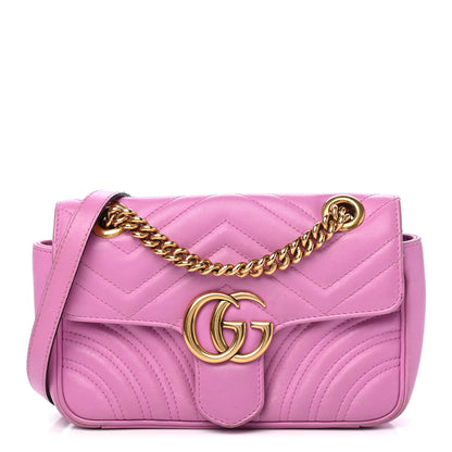 Gucci Calfskin Matelasse Mini GG Marmont Shoulder Bag Candy Mousse 1 of 17