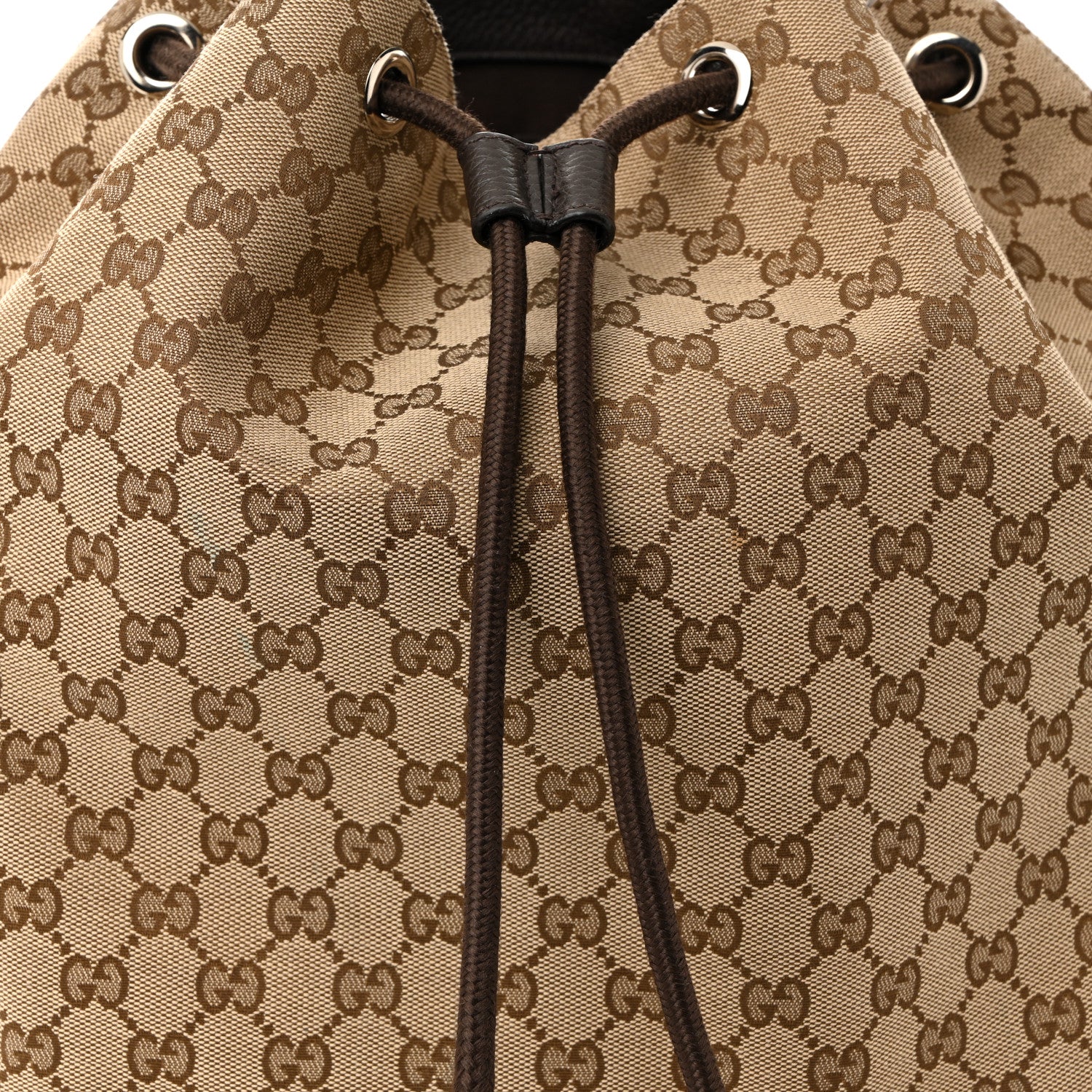 Gucci Monogram Dollar Calfskin O Drawstring Backpack Beige Ebony Testa di Moro Dark Chocolate 8 of 12