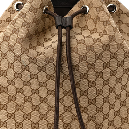 Gucci Monogram Dollar Calfskin O Drawstring Backpack Beige Ebony Testa di Moro Dark Chocolate 8 of 12