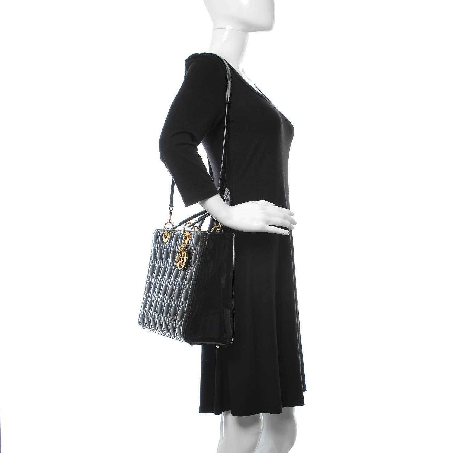 Christian Dior Patent Cannage Large Lady Dior Black 2 of 10
