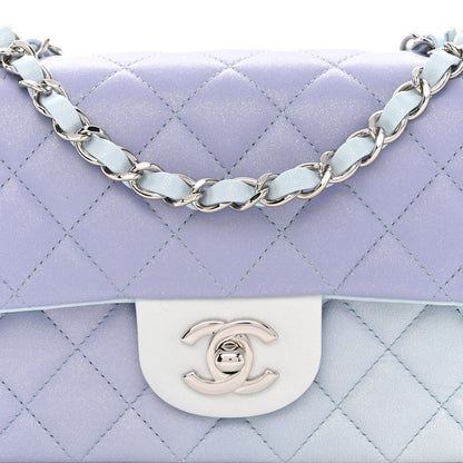 Chanel Perforated Lambskin Quilted Mini Rectangular Flap Light Blue Light Purple White 8 of 10