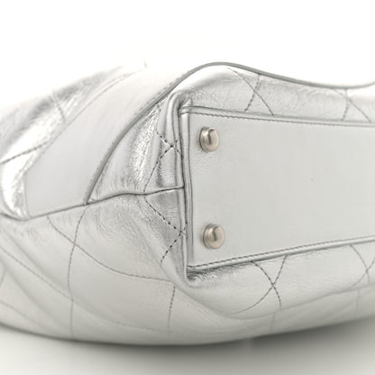 Chanel Metallic Calfskin Stitched CC Shopper Tote Silvery 9 of 11