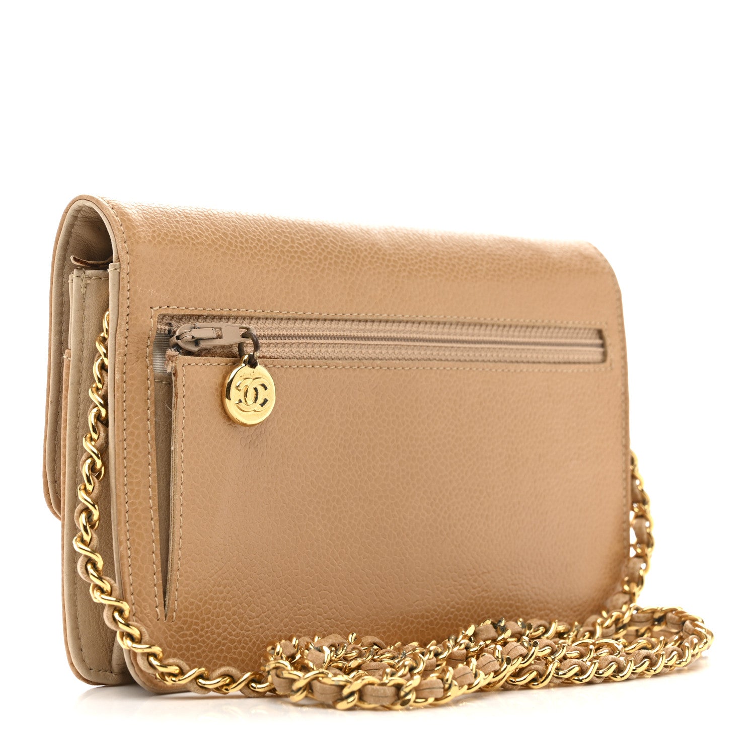 Chanel Caviar Timeless CC Wallet on Chain WOC Beige 3 of 17