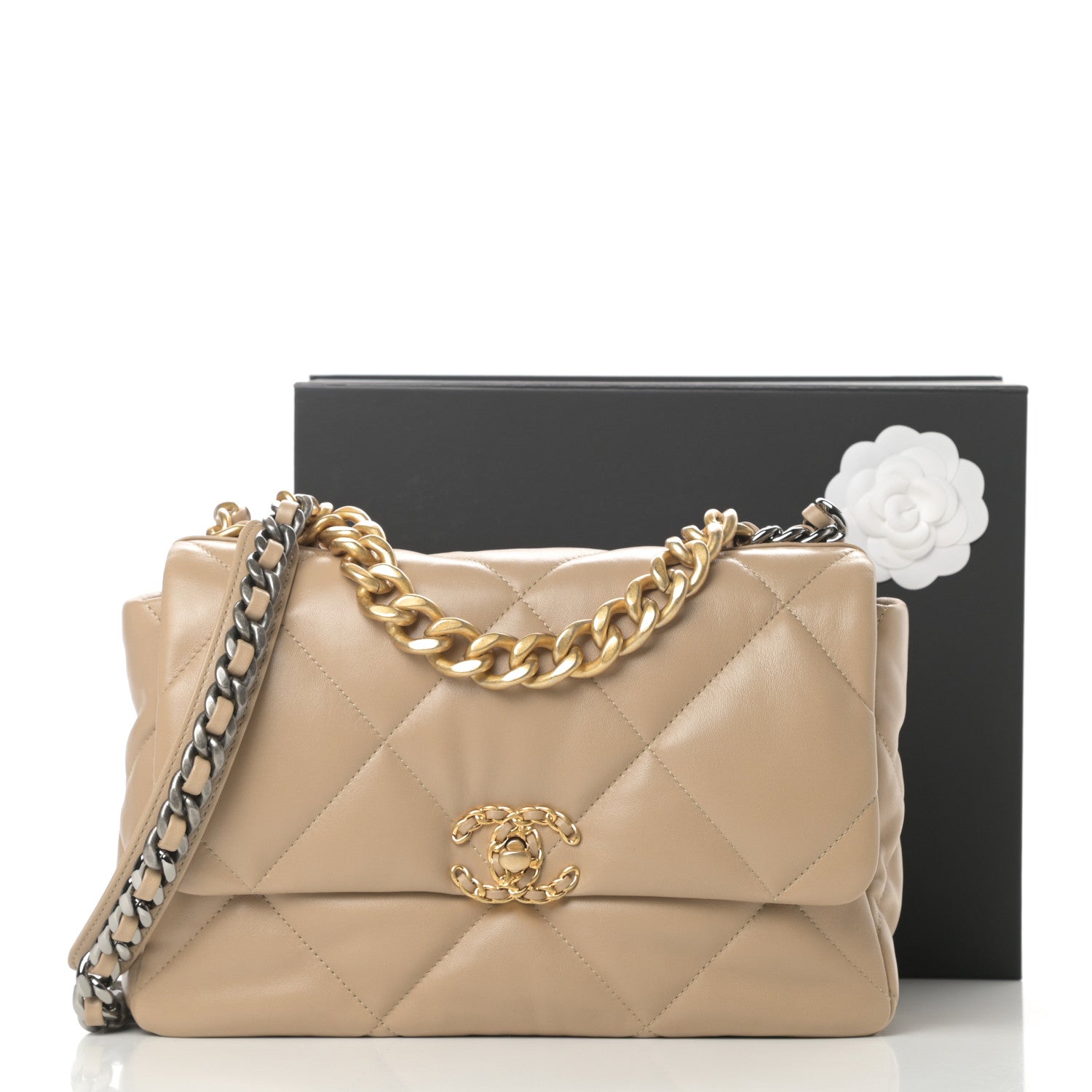 Chanel Lambskin Quilted Large Chanel 19 Flap Dark Beige 11 of 11