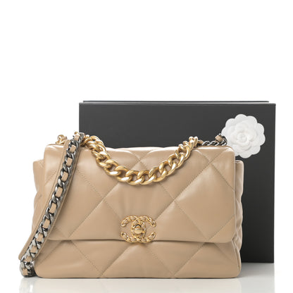 Chanel Lambskin Quilted Large Chanel 19 Flap Dark Beige 11 of 11