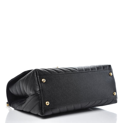 Chanel Caviar Chevron Quilted Small Coco Handle Flap Black 4 of 8
