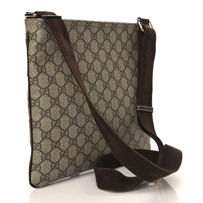 Gucci GG Supreme Monogram Selleria Calfskin Small Flat Side Zip Messenger Bag Beige Ebony Cocoa Dark Chocolate 3 of 11