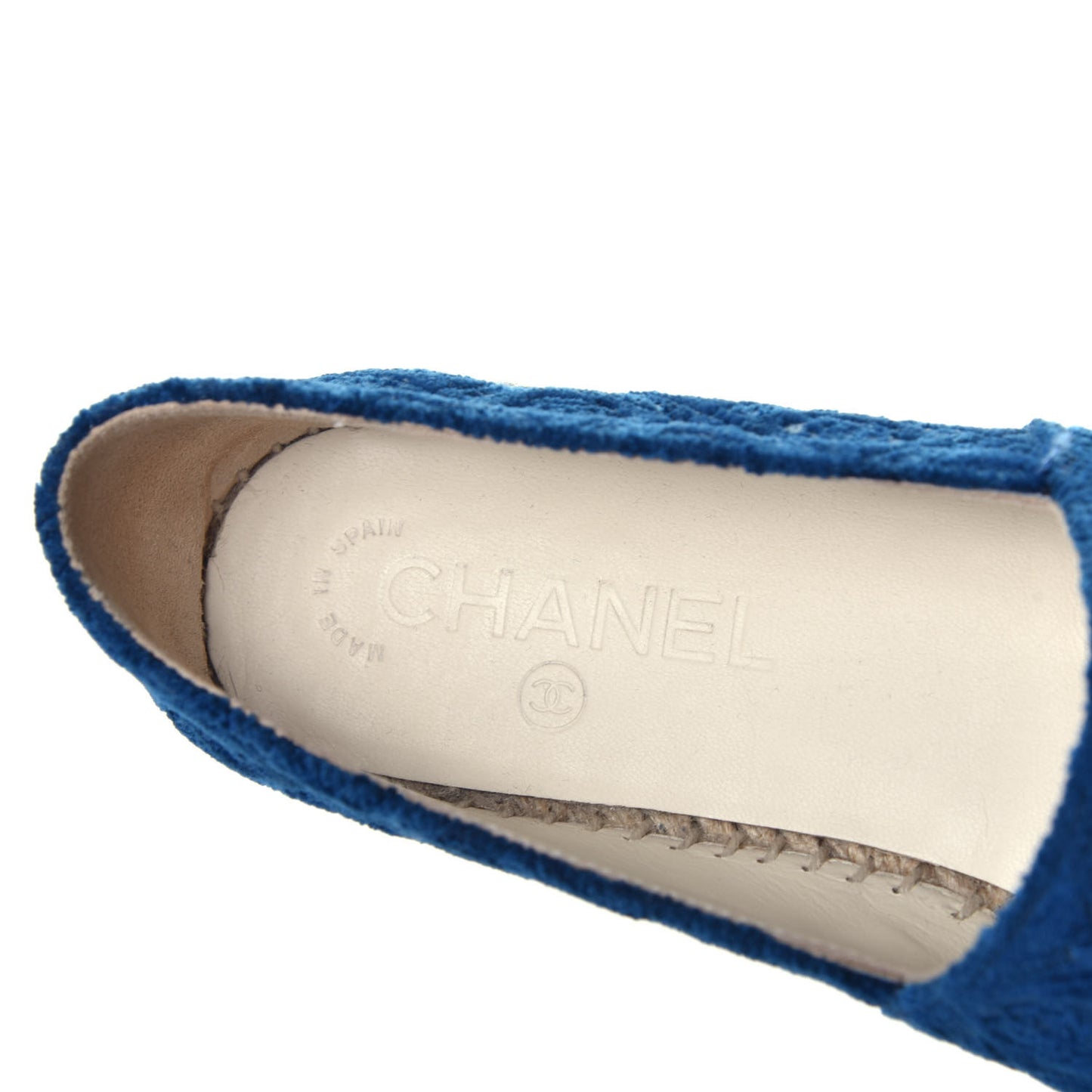 Velvet Grosgrain Quilted Camellia CC Espadrilles 37 Navy Black