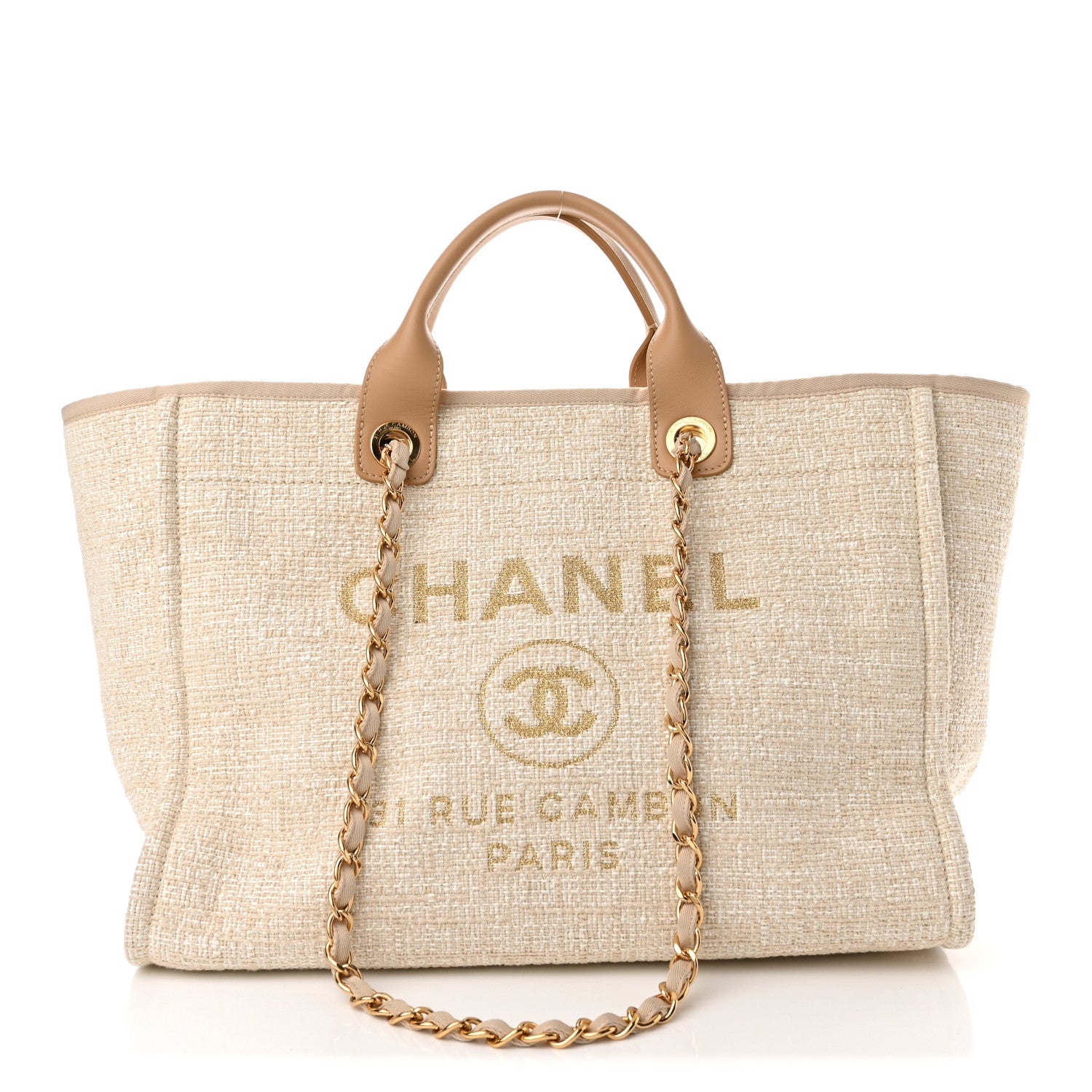 Chanel Mixed Fibers Calfskin Medium Deauville Tote Light Beige 1 of 10