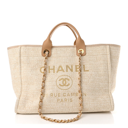 Chanel Mixed Fibers Calfskin Medium Deauville Tote Light Beige 1 of 10