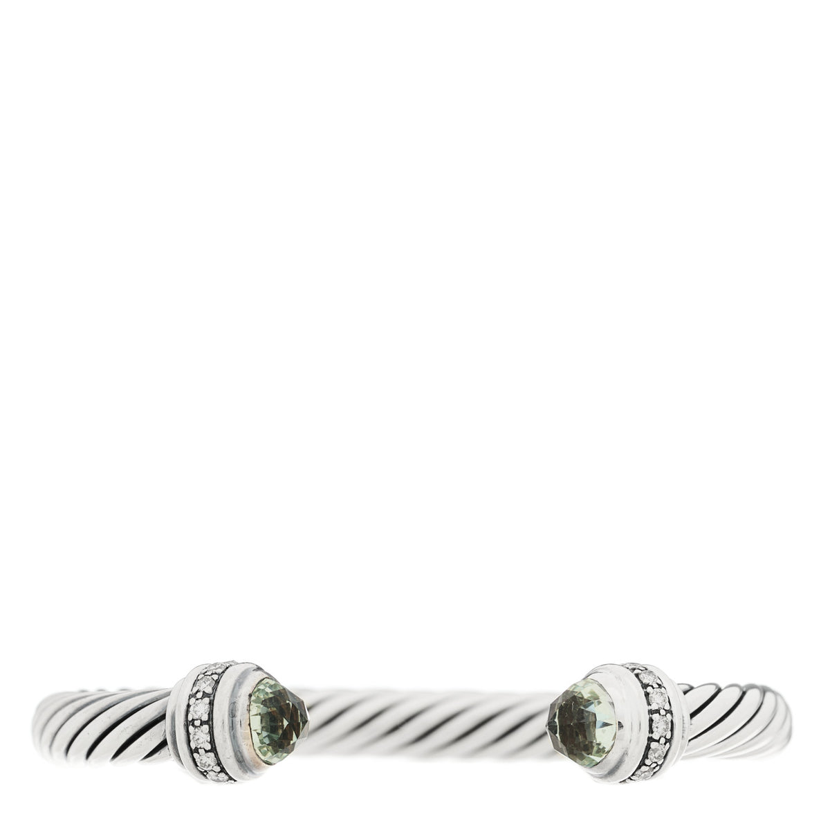 David Yurman Sterling Silver Diamond Prasiolite 7mm Cable Classics Bracelet 1 of 3