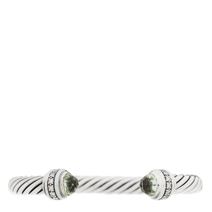 David Yurman Sterling Silver Diamond Prasiolite 7mm Cable Classics Bracelet 1 of 3