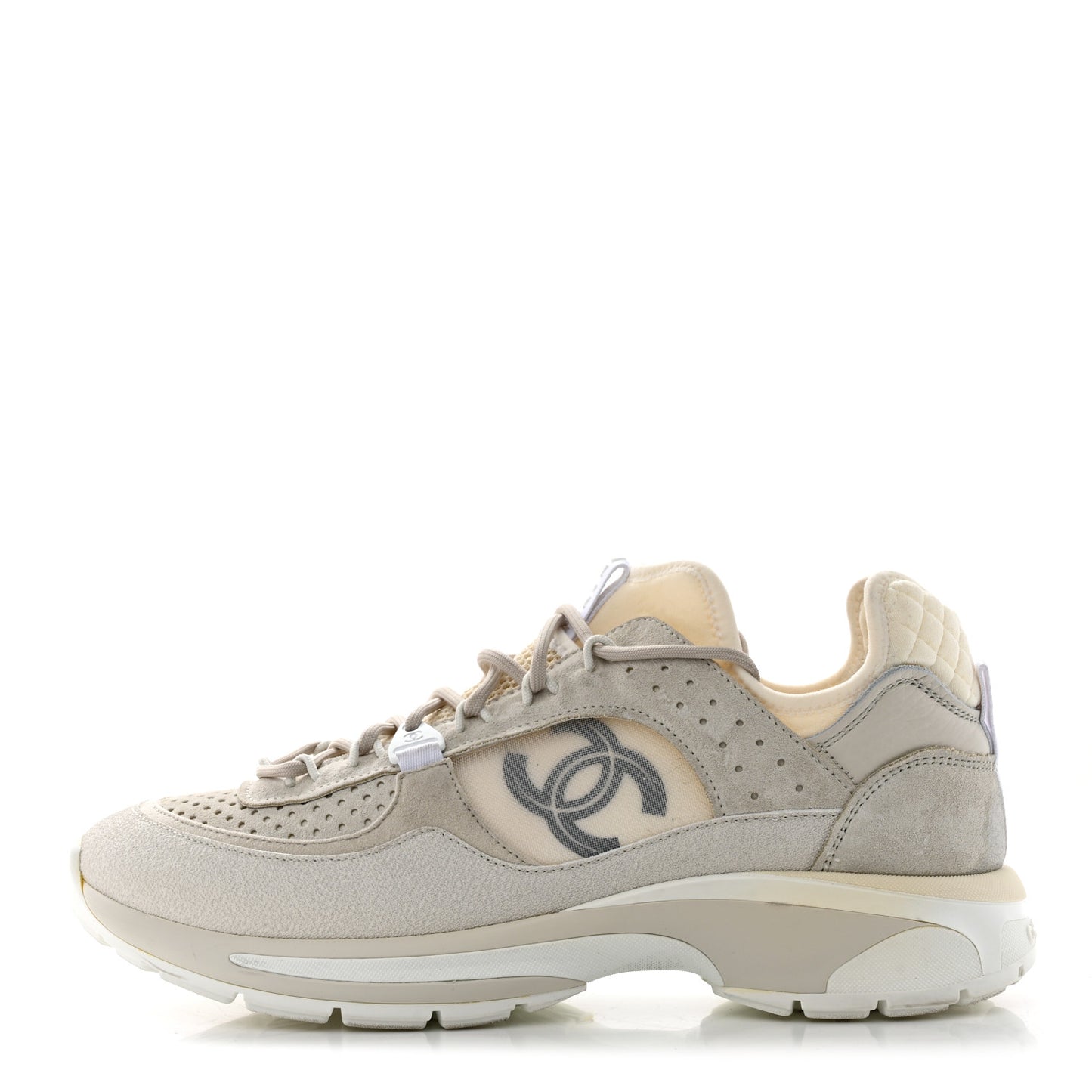 Suede Calfskin Mens CC Sneakers 42 White