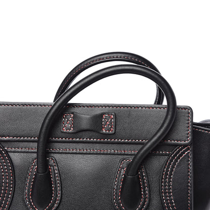 Celine Smooth Calfskin Multicolor Stitch Nano Luggage Black 11 of 13