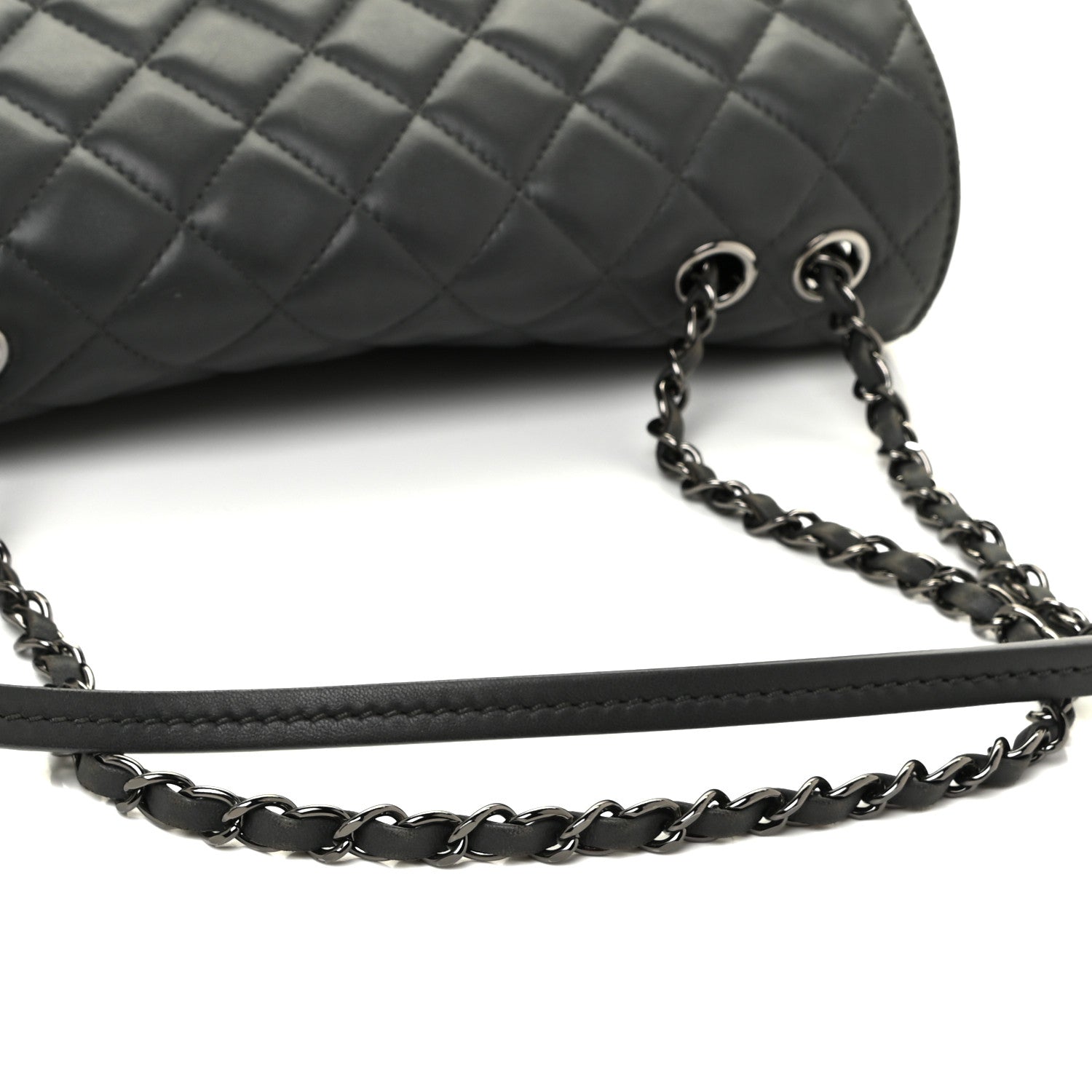Chanel Lambskin Quilted Jumbo Coco Loop Flap Charcoal Grey 22 of 22