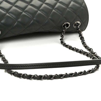 Chanel Lambskin Quilted Jumbo Coco Loop Flap Charcoal Grey 22 of 22