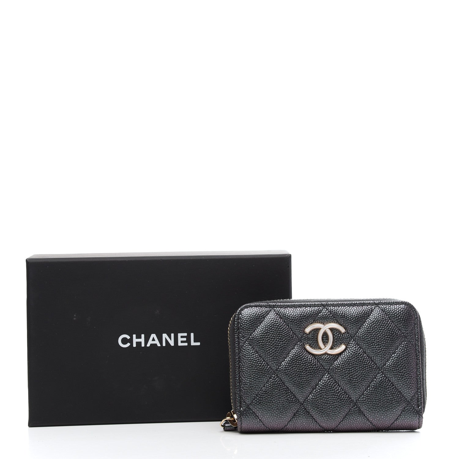 Chanel Iridescent Caviar Quilted Zip Coin Purse Black 8 of 8