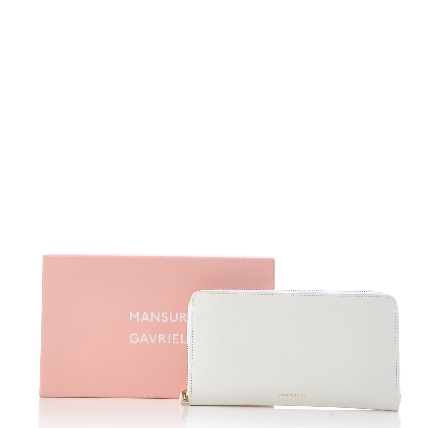 Calfskin Continental Zip Wallet White