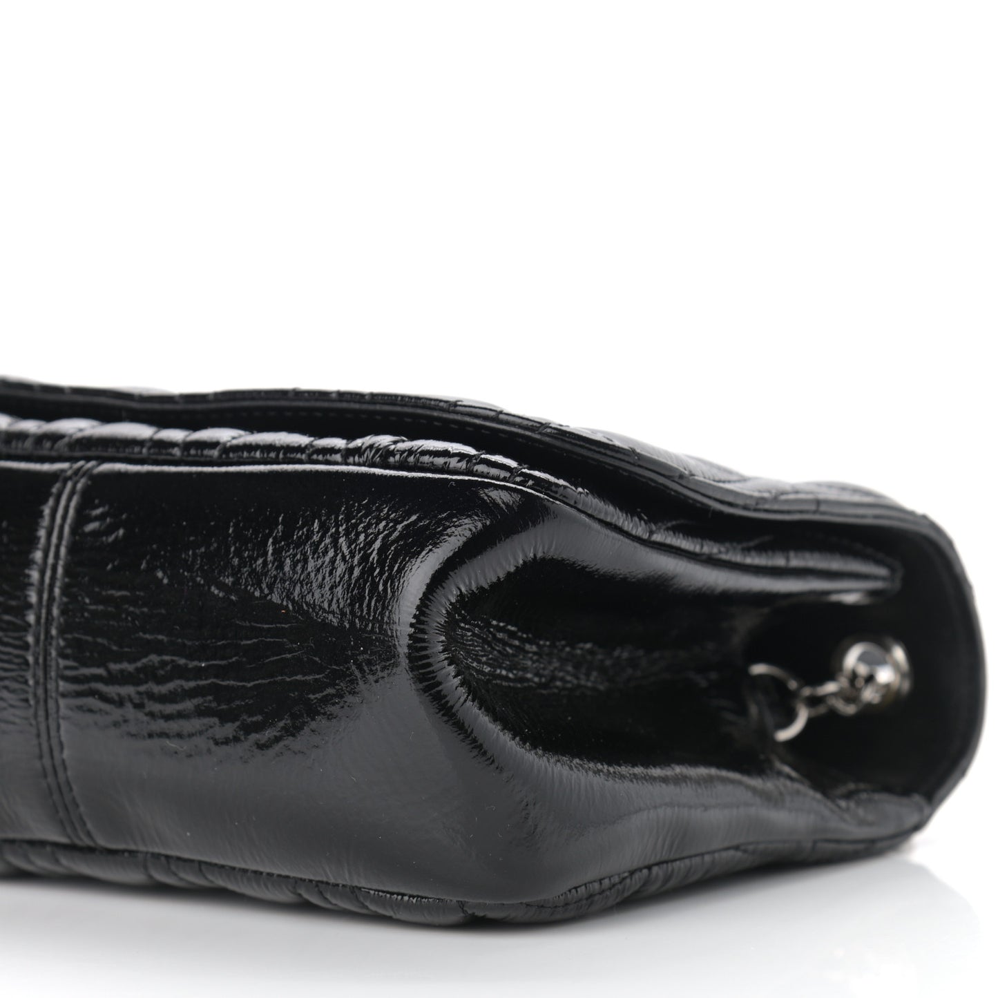 Patent Nappa Quilted Virtus Shoulder Bag Black