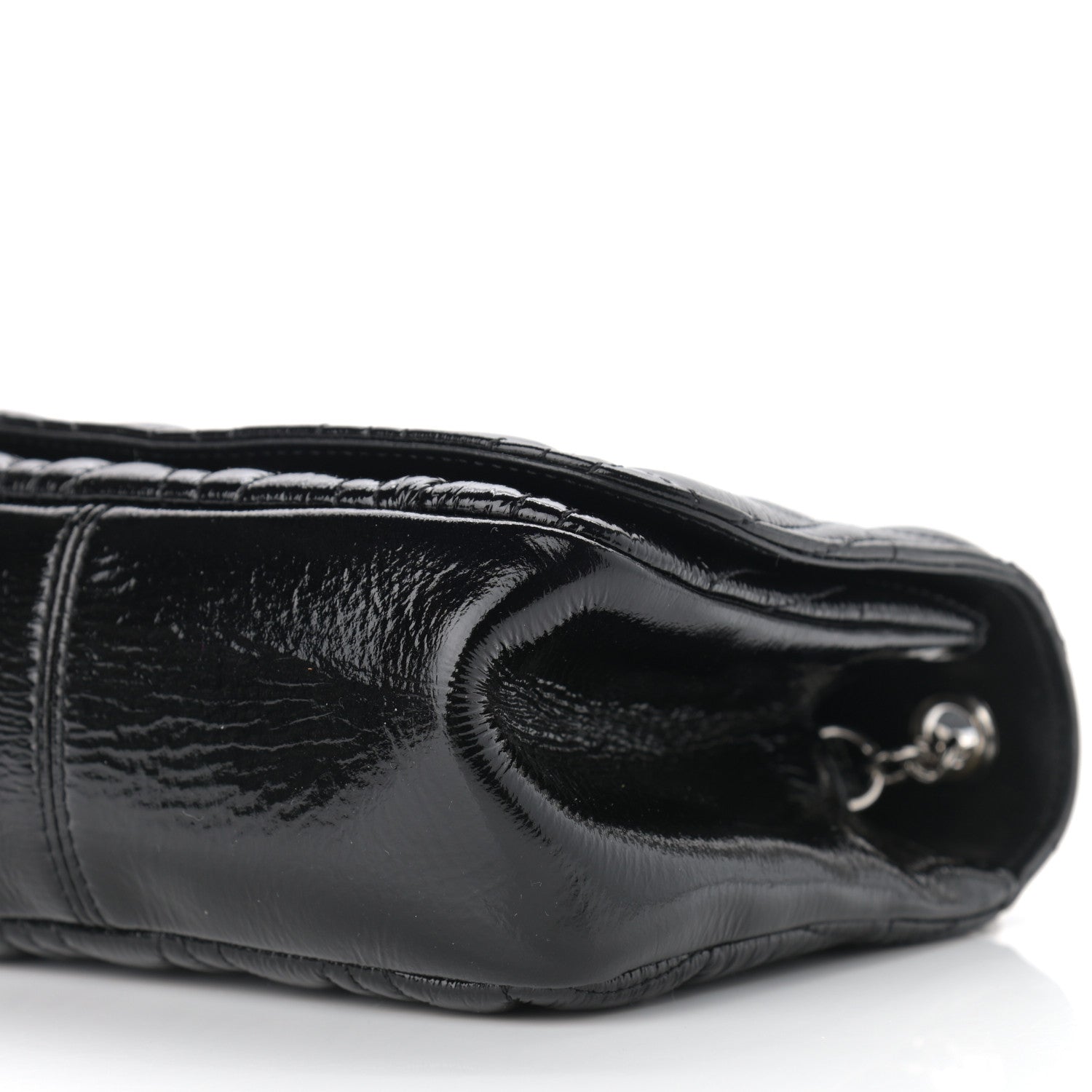 Versace Patent Nappa Quilted Virtus Shoulder Bag Black 9 of 10