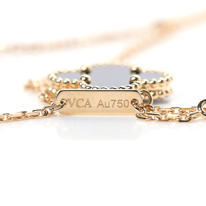 Van Cleef & Arpels 18K Yellow Gold Black Onyx Vintage Alhambra Pendant Necklace 4 of 6